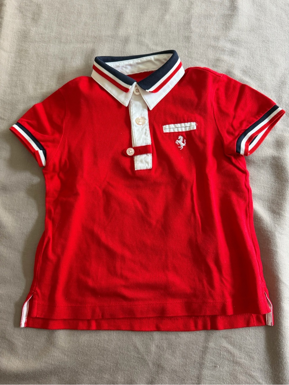 Ferrari Red Kids Polo with Navy & White Trim